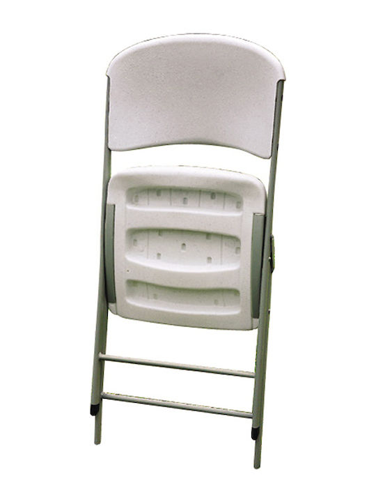 Foldable Kitchen Metallic Chair White 54x48x89cm