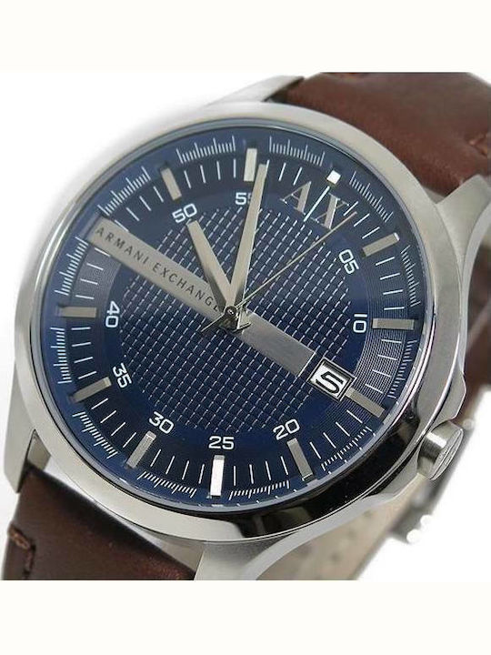 Armani Exchange Herrenuhr 46mm Batterie mit Braun Lederarmband