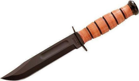 Ka-Bar Short USMC Serrated Μαχαίρι Καφέ σε Δερμάτινη Θήκη