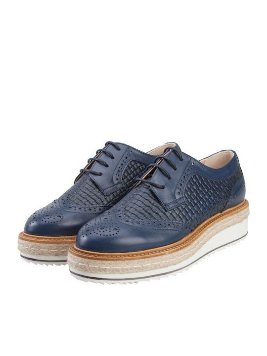 8343 Women's Flatform Oxfords Blue