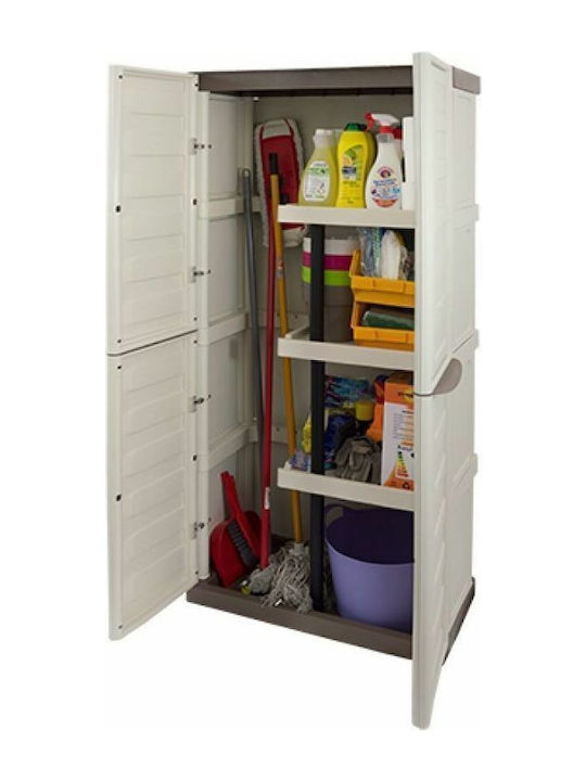Zweiflügeliger Schrank Kunststoff mit Trennwand & 3 Regale 70x39x165cm