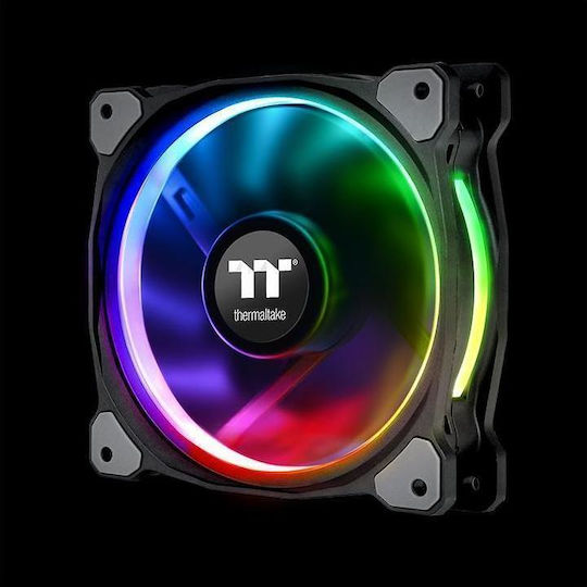 Thermaltake Riing Plus 12 Радиаторен Вентилатор TT Premium Вентилатор за Кутия 120мм (1500об/мин / 48.34cfm) с RGB Осветление и Свързване 4-изводна ШИМ 3бр