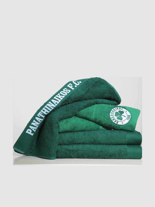 Panathinaikos Πετσέτα Προσώπου Panathinaikos FC 1908 50x100εκ. Πράσινη Βάρους 500gr/m²