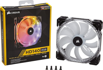 Corsair HD140 RGB LED High Performance Gehäuselüfter mit Verbindung 4-Pin PWM 1Stück Schwarz