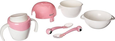 Berz Feeding Set Crab made of Plastic Pink 5pcs for 4+ months