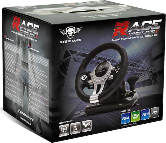 Spirit of Gamer R-Ace Wheel Pro 2 Volan cu Schimbător de Viteze și Pedale pentru PC / PS3 / PS4 / XBOX One cu 180° Grade de Rotire