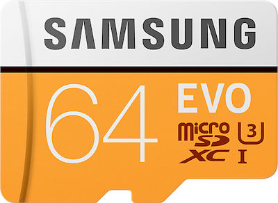 Samsung Evo microSDXC U3 UHS-I 100MB/s με αντάπτορα