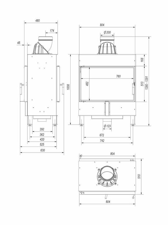 Kratki Lucy 14 T Ενεργειακό Τζάκι Ξύλου 14kW Διαμπερές με Ανοιγόμενες Πόρτες