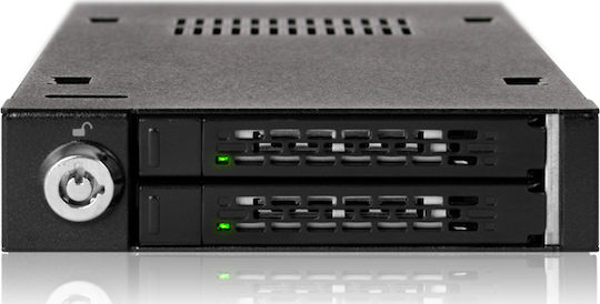 Icy Dock MB992SK-B MB992SK-B ToughArmor Full Metal 2x 2.5Inch Hot-Swap SATA/SAS HDD/SSD Mobile Rack Backplane Cage for External 3.5Inch Drive Bay Μαύρο