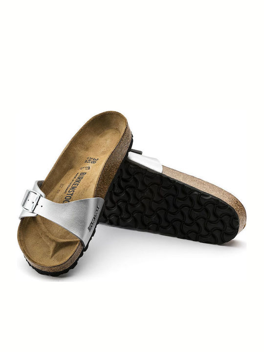 Madrid Women's Flat Sandals Anatomic in Silver Color Narrow Fit