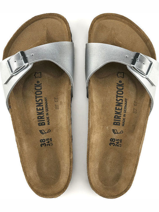 Madrid Women's Flat Sandals Anatomic in Silver Color Narrow Fit