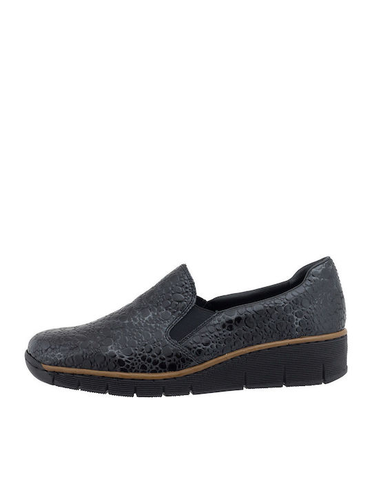 Rieker Leather Women's Loafers in Black Color