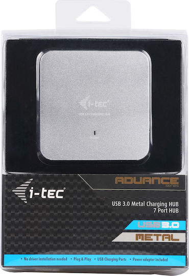 i-tec USB-Hub 7 Anschlüsse USB 3.0 mit USB-A Anschluss Silber