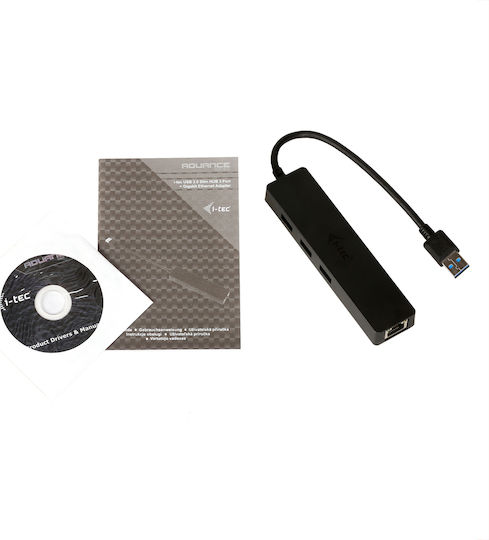 i-tec USB-Hub 3 Anschlüsse USB 3.0 mit Anschluss an einen Computer USB-A Ethernet