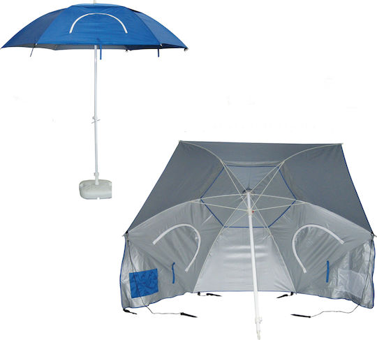Solart Beach Umbrella Diameter 2.4m with Sunshade UV Protection and Air Duct Blue