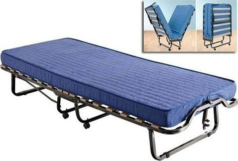 Folding Guest Bed with 11cm Mattress Single Blue 200x90x33cm