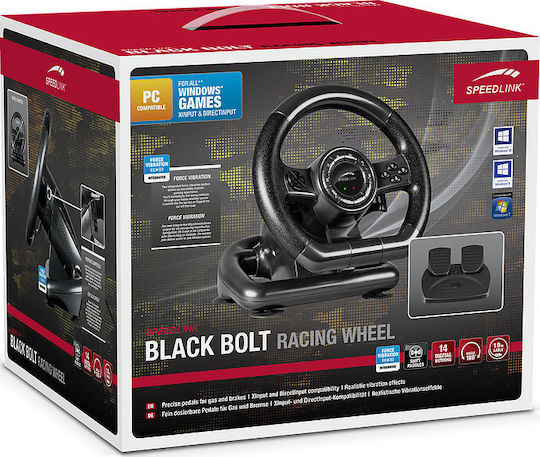 SpeedLink Black Bolt Racing Wheel Τιμονιέρα με Πετάλια για PC με 180° Περιστροφής