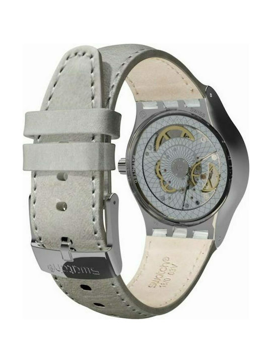 Swatch Sistem Sand Watch Automatic with Gray Leather Strap