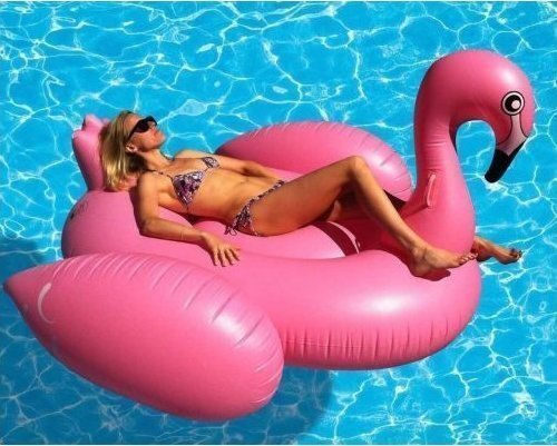 Φουσκωτό Ride On Θαλάσσης Flamingo με Χειρολαβές Ροζ 190x190cm