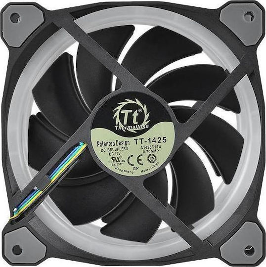 Thermaltake Riing Plus 14 RGB Radiator Fan TT Premium Gehäuselüfter 140mm mit Verbindung 4-Pin PWM 5Stück Schwarz