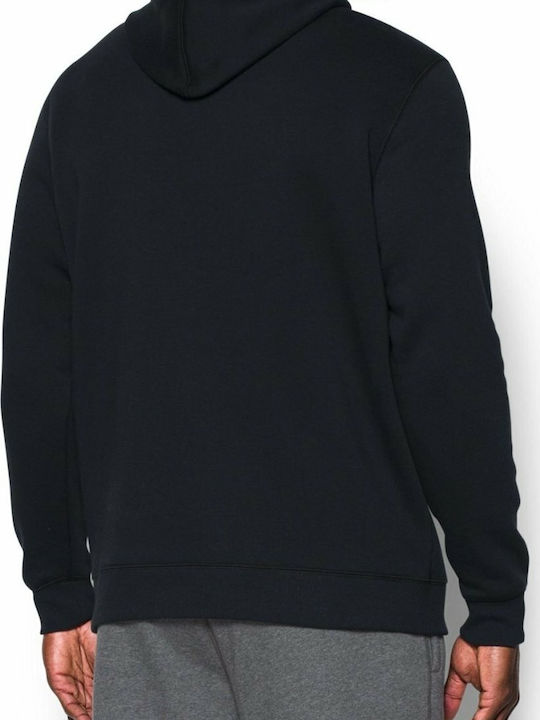 Under Armour Rival Fitted Graphic Men's Sweatshirt with Hood and Pockets Black