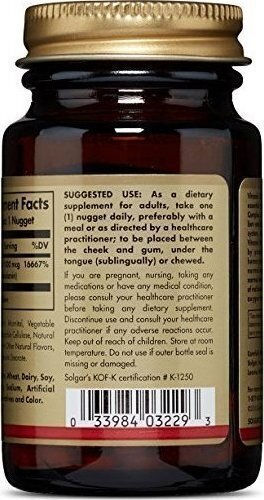 Solgar Vitamin B12 Vitamin für die Gesundheit des Nervensystems 1000mcg 100 Sublingualtabletten