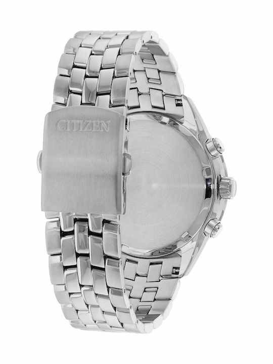 Citizen Ανδρικό Ρολόι 42mm Χρονογράφος Eco - Drive με Ασημί Μεταλλικό Μπρασελέ