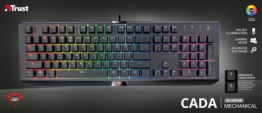 Trust GXT 890 Gaming Tastatură Mecanică cu Outemu Red comutatoare și iluminare RGB (Engleză US)