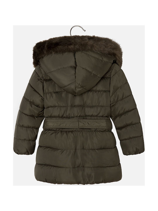 Mayoral Kids Quilted Jacket Long Hooded Green