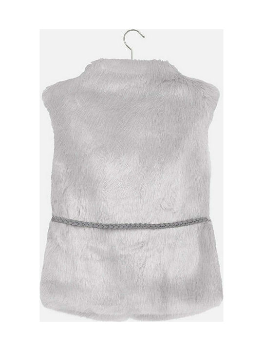 Mayoral Kids Fur Sleeveless Gray Γιλέκο με Γούνα & Ζώνη