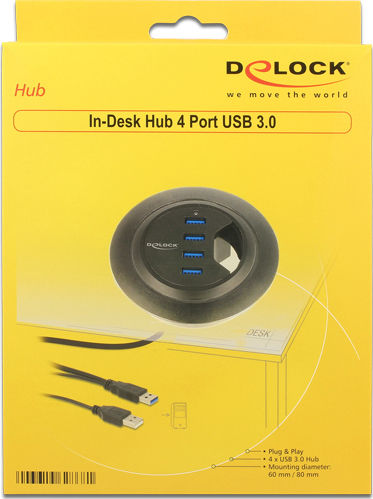 DeLock Hub 4 Porturi USB 3.0 cu Conectare USB-A