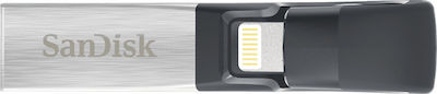 Sandisk iXpand 256GB USB 3.0 Стик с връзка Lightning & USB-A Сребрист