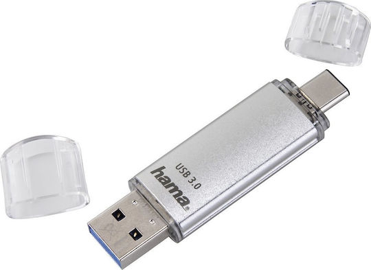 HAMA C-Laeta 16GB USB 3.1 Стик с връзка USB-A & USB-C Сребрист