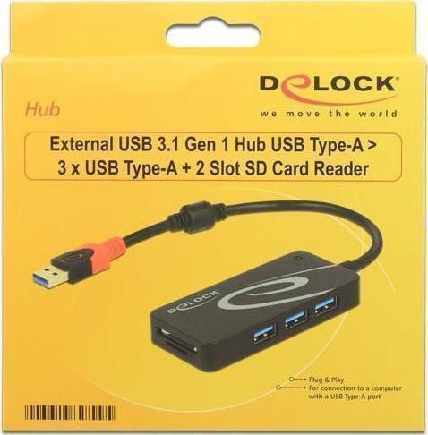 DeLock Hub 3 Θυρών USB 3.1 με σύνδεση USB-A