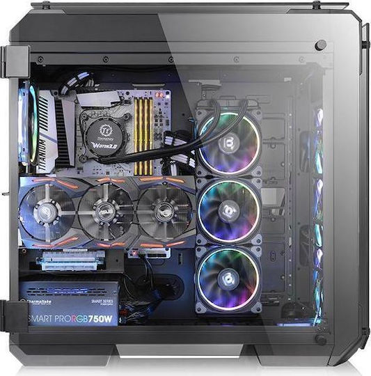 Thermaltake View 71 Tempered Glass Gaming Voller Turm Computergehäuse mit Seitenfenster Schwarz