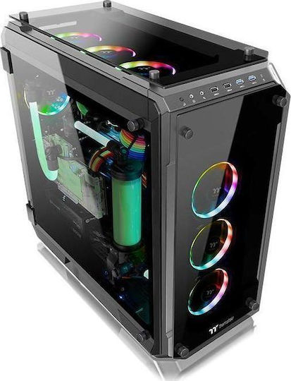 Thermaltake View 71 Tempered Glass Gaming Voller Turm Computergehäuse mit Seitenfenster Schwarz