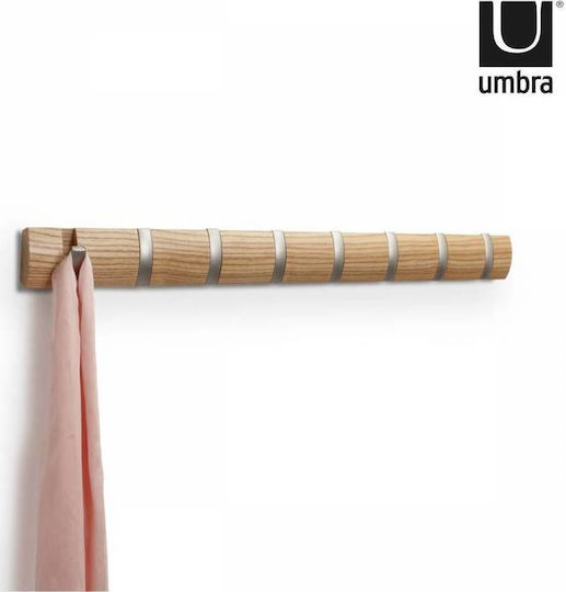 Umbra Стенна Закачалка Дървена 8 Места Кафява 81.3x3.2x7.6cm