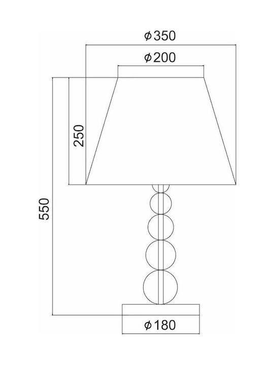 Aca Olivia Glass Table Lamp for Socket E27 with Silver Shade and Base