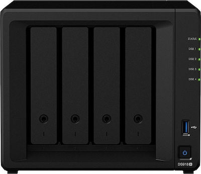 Synology DiskStation DS918+ NAS Turnul cu 4 sloturi pentru HDD/M.2/SSD și 2 porturi Ethernet