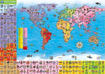 Puzzle pentru Copii World Map Poster pentru 5++ Ani 150buc Orchard