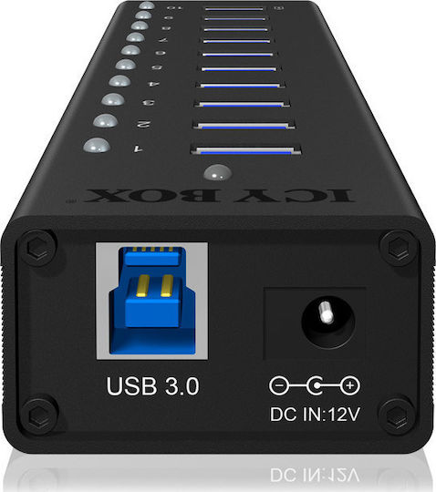 Icy Box USB-Hub 10 Anschlüsse USB 3.0 mit USB-A Anschluss