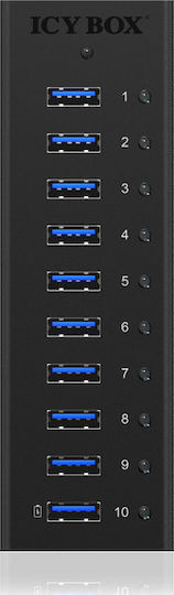 Icy Box USB-Hub 10 Anschlüsse USB 3.0 mit USB-A Anschluss