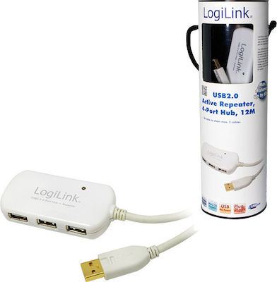 LogiLink USB 2.0 Hub 4 Θυρών με σύνδεση USB-A Λευκό