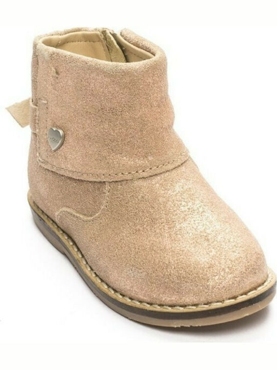 Mayoral Kids Suede Boots with Zipper Beige