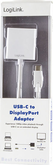 LogiLink Μετατροπέας USB-C male σε DisplayPort female Λευκό 1τμχ UA0246A
