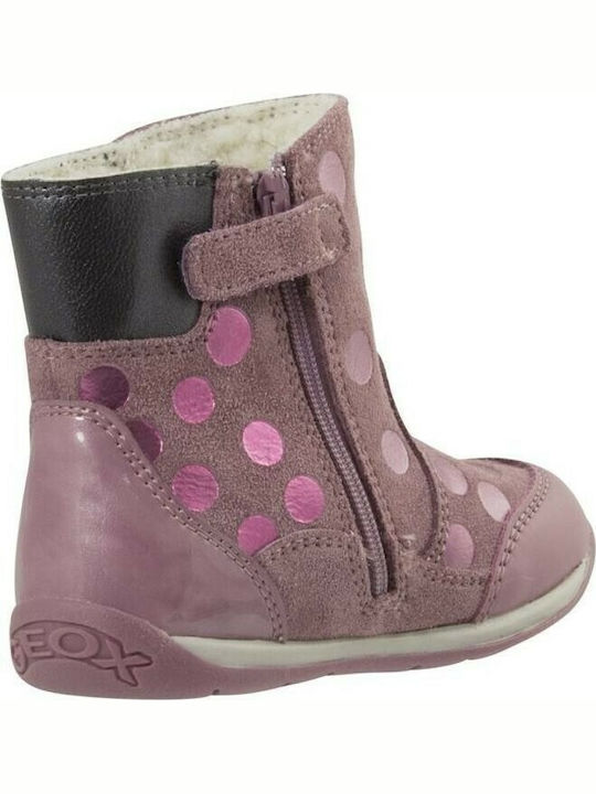 Geox Kids Leather Anatomic Boots with Zipper Pink