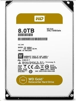 Western Digital Gold Datacenter 8TB HDD Hard Disk 3.5" SATA III 7200rpm cu 256MB Cache pentru NAS / Server WD8003FRYZ