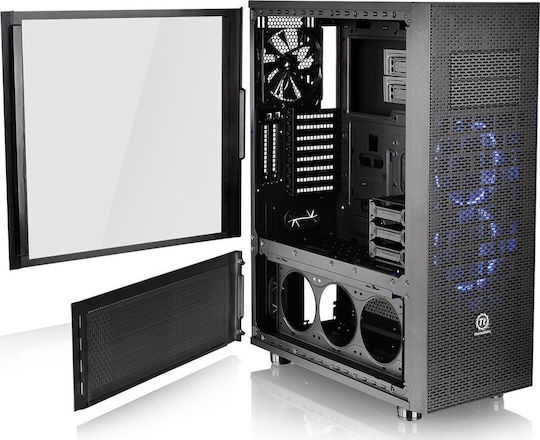 Thermaltake Core X71 Tempered Glass Edition Геймърско бюро Пълна кула Компютърна кутия със страничен прозорец Черен