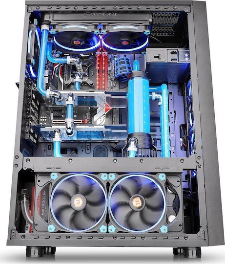 Thermaltake Core X71 Tempered Glass Edition Геймърско бюро Пълна кула Компютърна кутия със страничен прозорец Черен