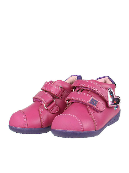 Agatha Ruiz De La Prada Kids Leather Boots with Hoop & Loop Closure Fuchsia